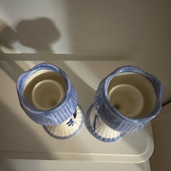 Blue Delft Ceramic Candlestick Holder Pair - Picture 6 of 6